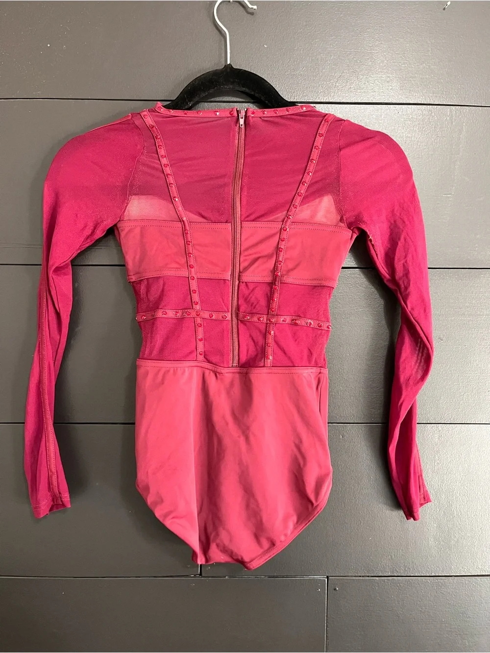 WEISSMAN 1 Piece Leotard Bodysuit Custom Stoned Dance Costume Child M EUC